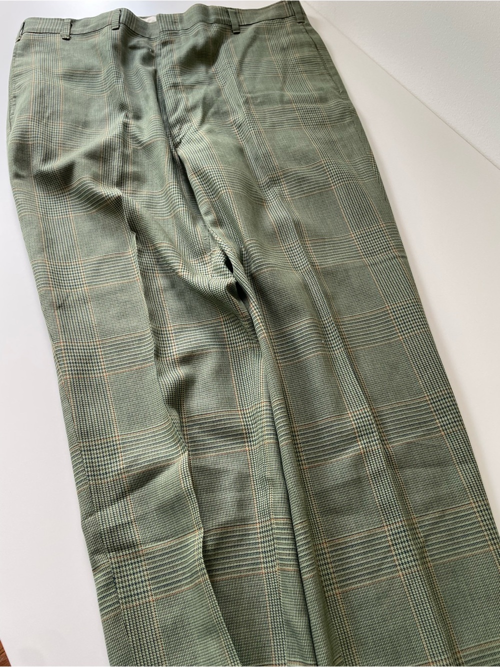Farah Olive Green Glen Plaid Dress Pants